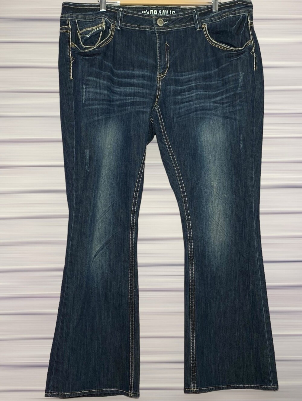HYDRAULIC Bootcut Jeans Women's Plus Size 24W Blue Stretch Distressed Denim
